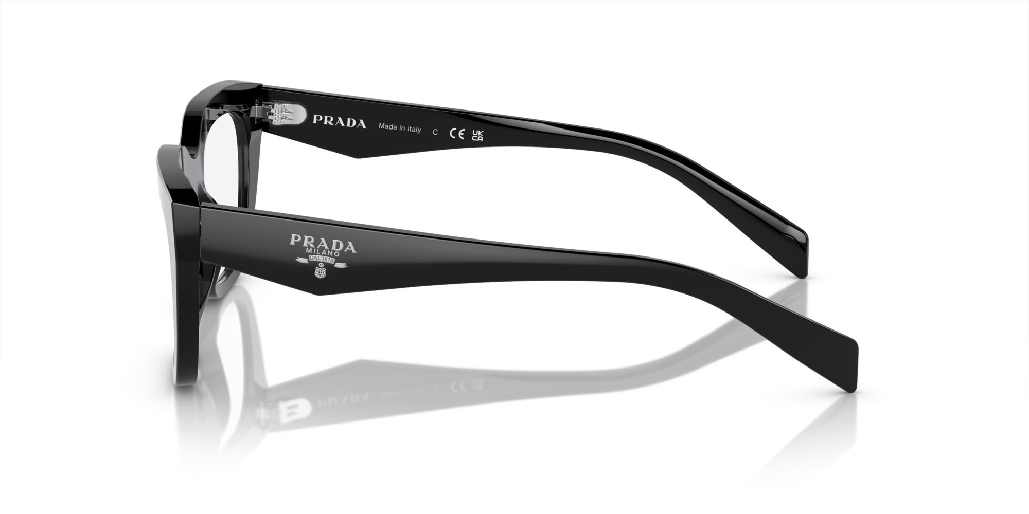 Eyeglasses Prada PR A06V (16K1O1) color nero shape irregular lenses lente demo