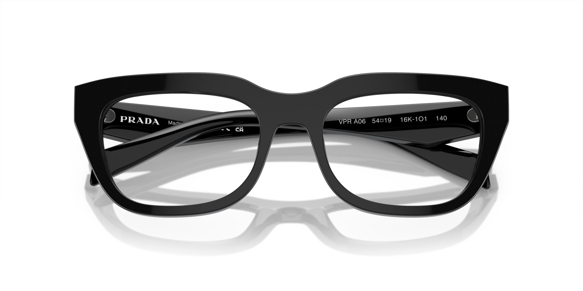 Eyeglasses Prada PR A06V (16K1O1) color nero shape irregular lenses lente demo