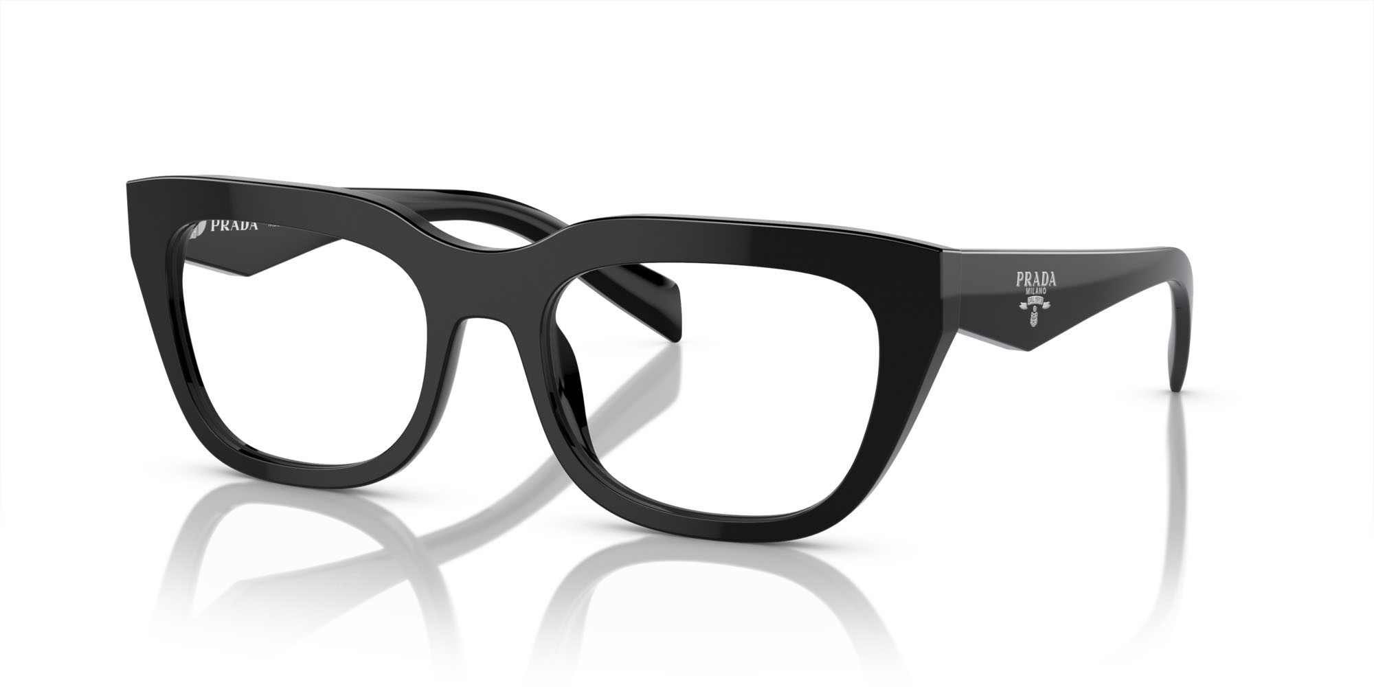 Eyeglasses Prada PR A06V (16K1O1) color nero shape irregular lenses lente demo