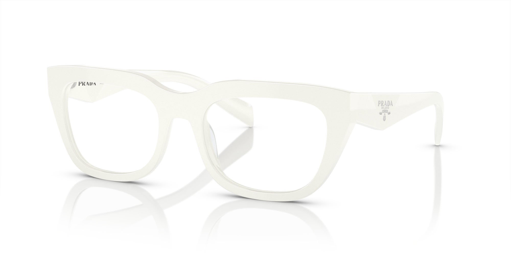 Brillen Prada PR A06V (17K1O1) farbe bianco/avorio form unregelmäßig gläser lente demo