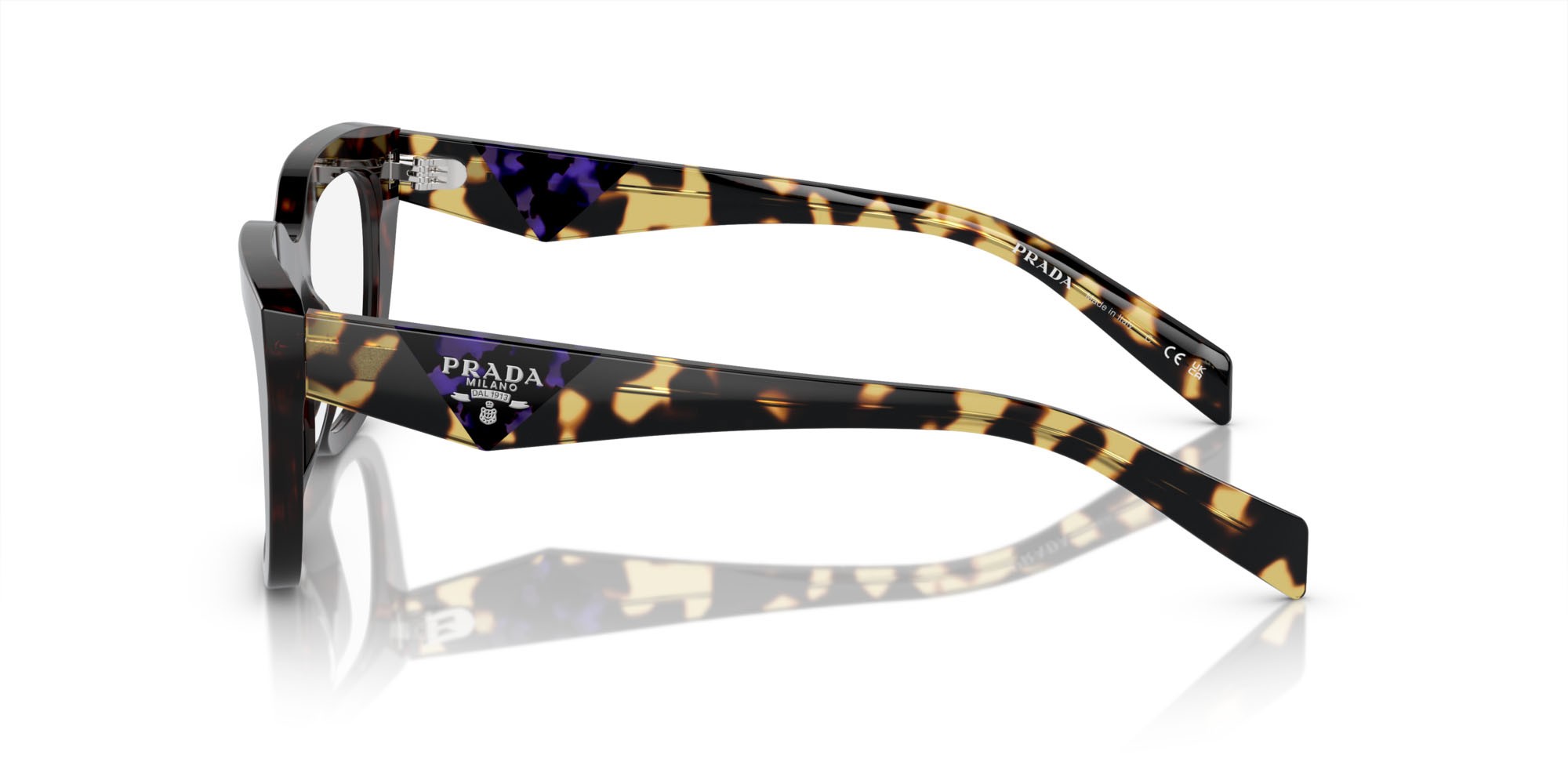 Eyeglasses Prada PR A06V (17N1O1) color havana shape irregular lenses lente demo