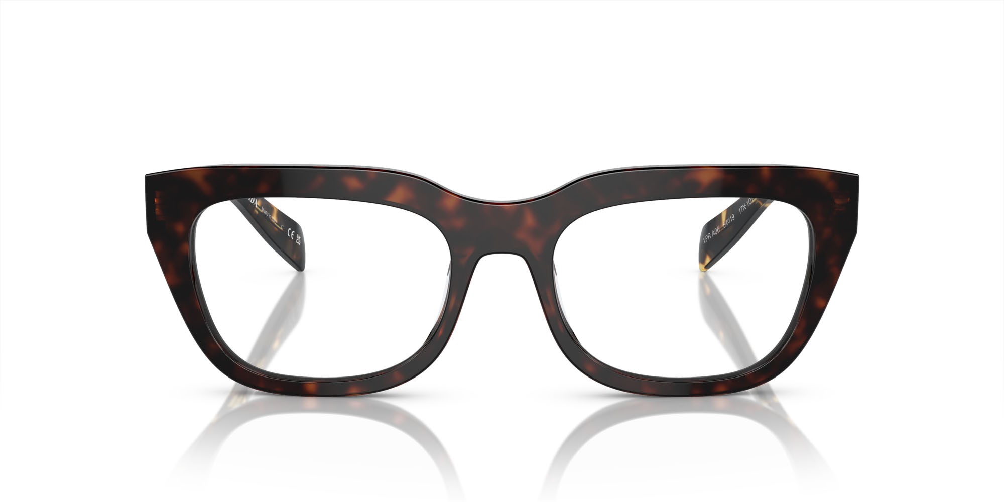 Eyeglasses Prada PR A06V (17N1O1) color havana shape irregular lenses lente demo