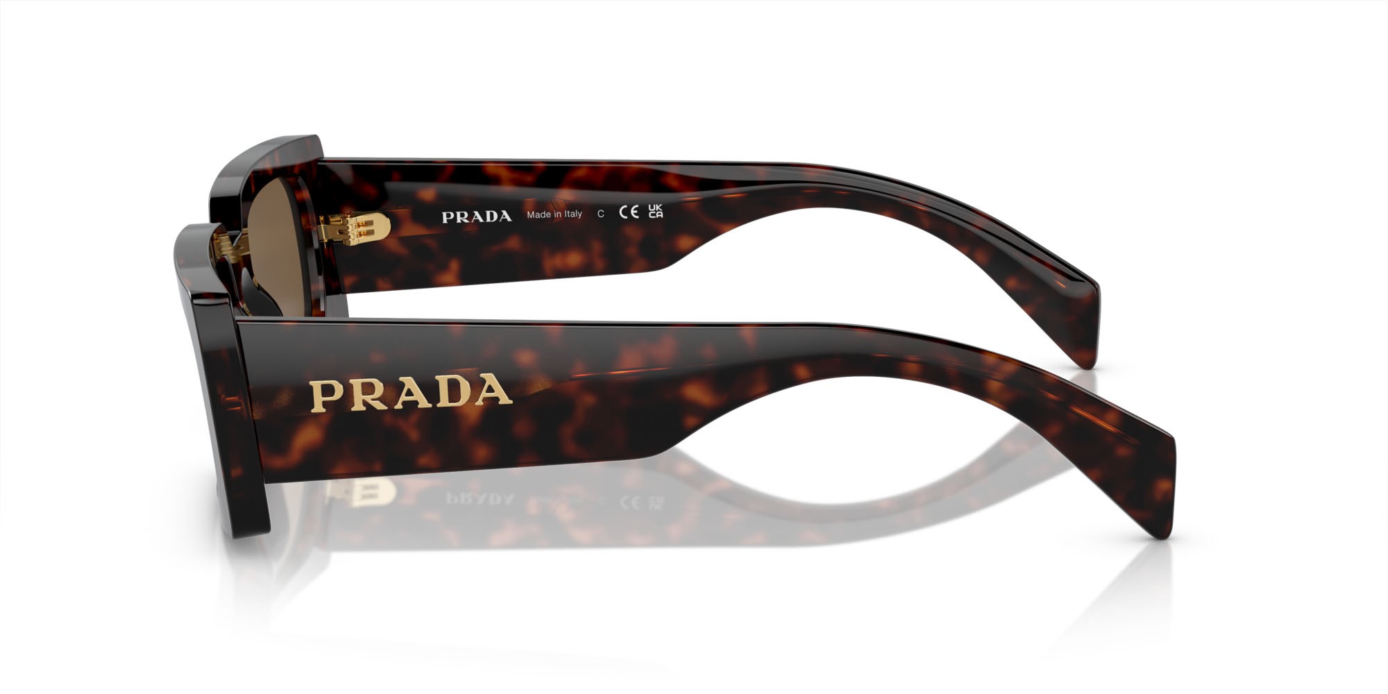 Occhiali da sole Prada PR A07S (16N5Y1) colore briar tartarugato forma quadrato lenti polarizzata marrone scuro