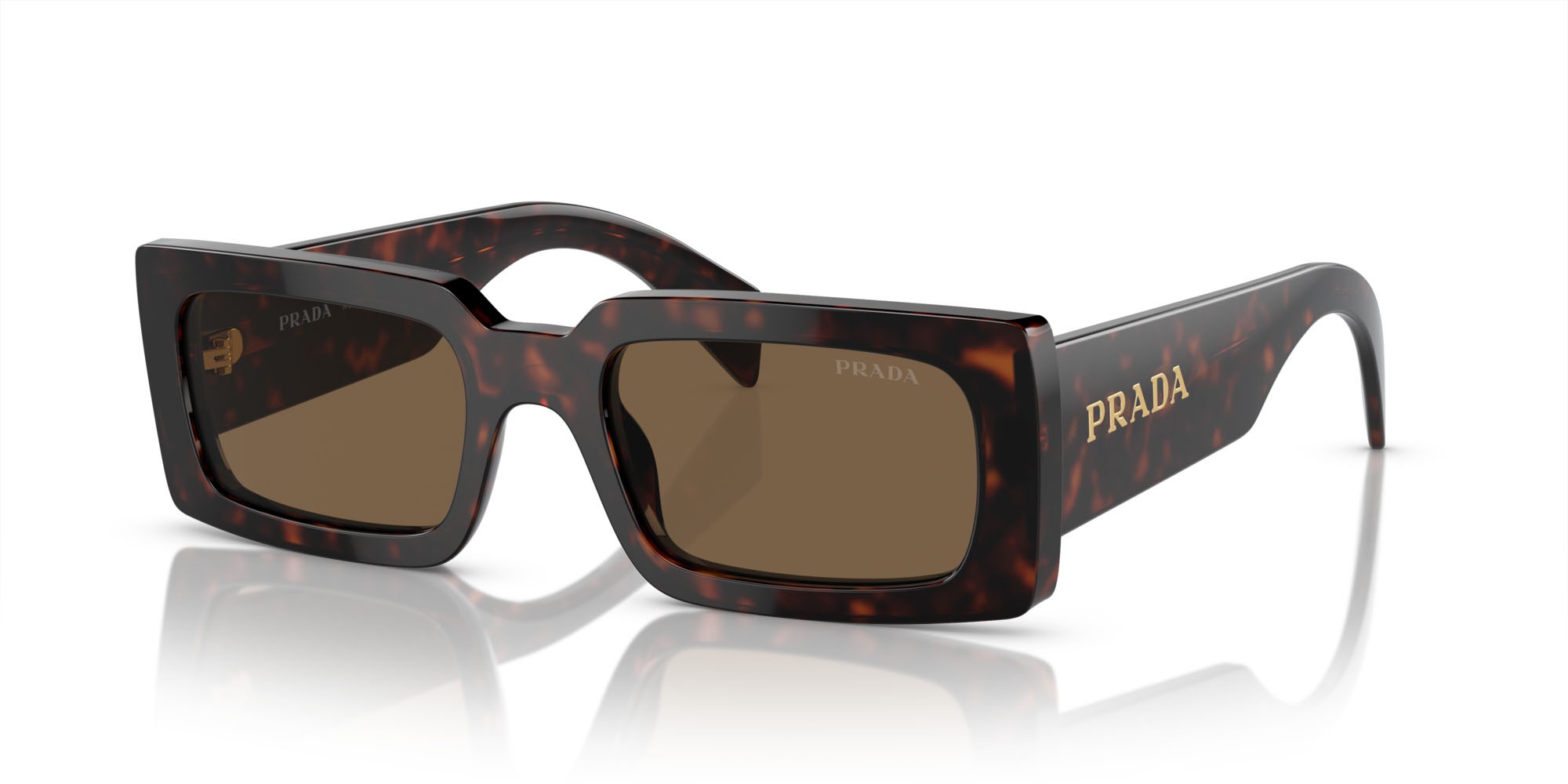 Occhiali da sole Prada PR A07S (16N5Y1) colore briar tartarugato forma quadrato lenti polarizzata marrone scuro