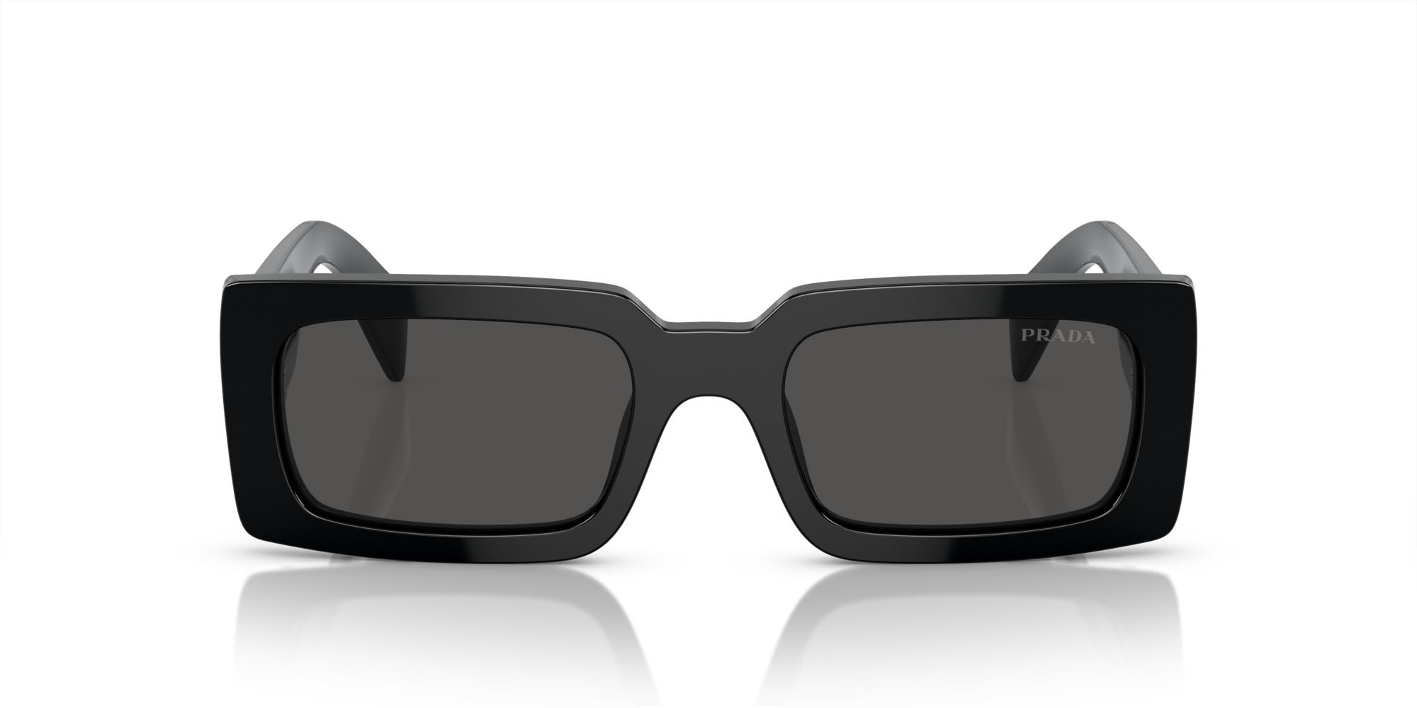 Sunglasses Prada PR A07S (1AB5S0) color nero shape square lenses grigio scuro