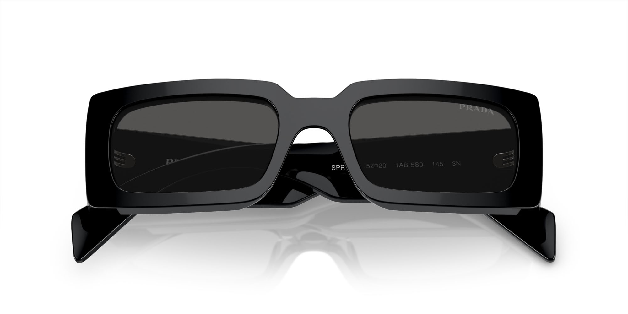 Sunglasses Prada PR A07S (1AB5S0) color nero shape square lenses grigio scuro