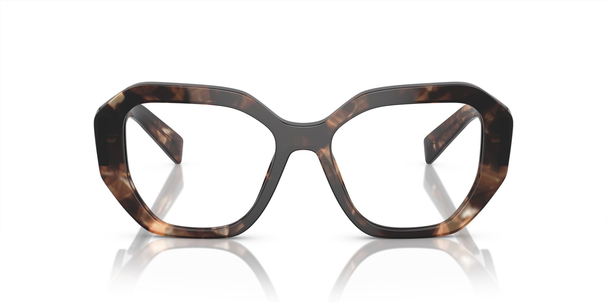 Eyeglasses Prada PR A07V (07R1O1) color caramello havana shape irregular lenses lente demo