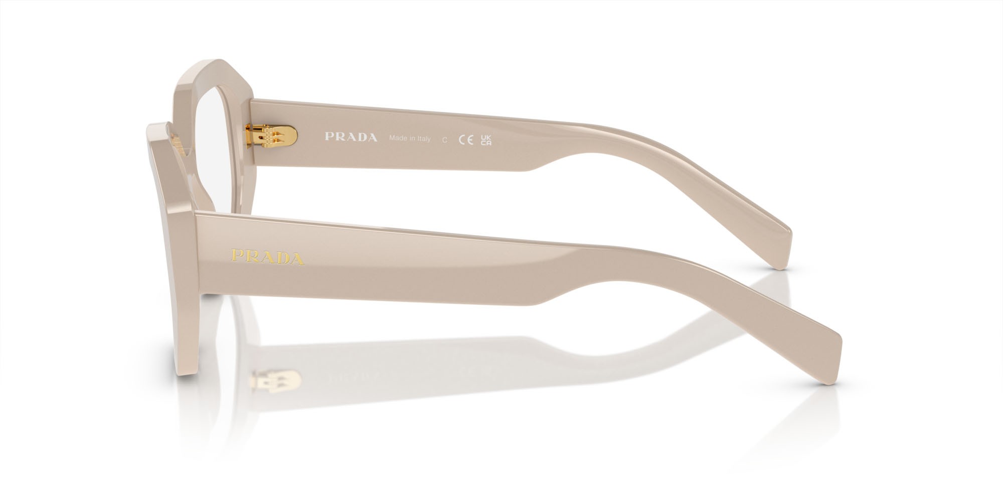 Eyeglasses Prada PR A07V (11O1O1) color bianco/avorio shape irregular lenses lente demo