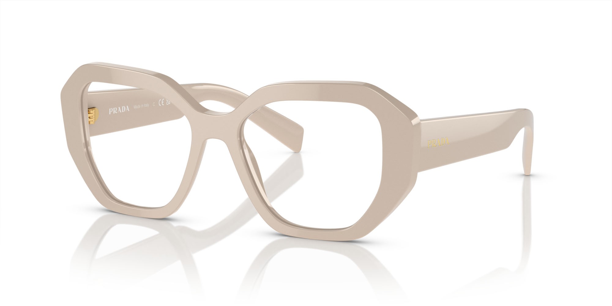 Eyeglasses Prada PR A07V (11O1O1) color bianco/avorio shape irregular lenses lente demo