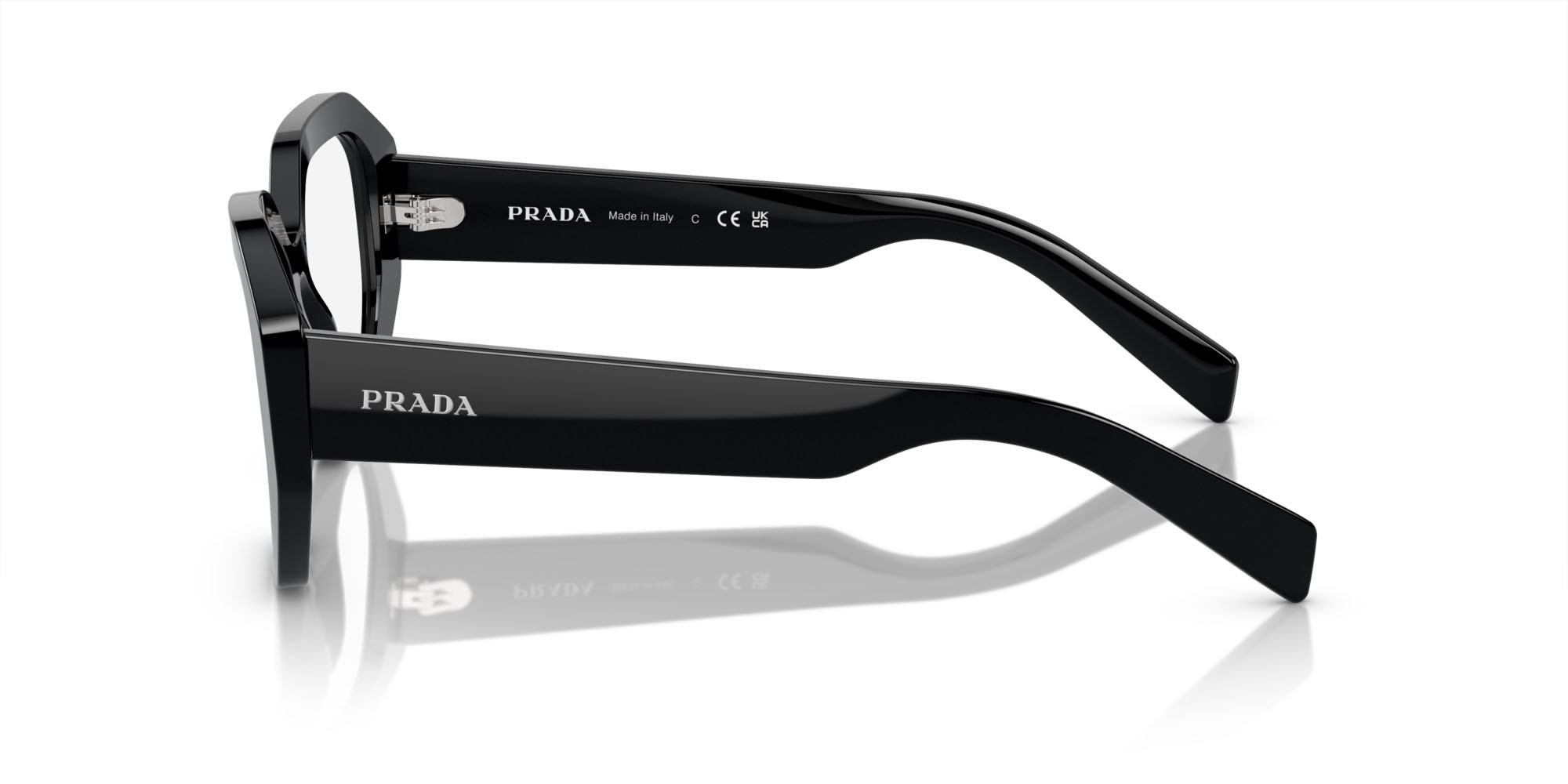 Eyeglasses Prada PR A07V (1AB1O1) color nero shape irregular lenses lente demo