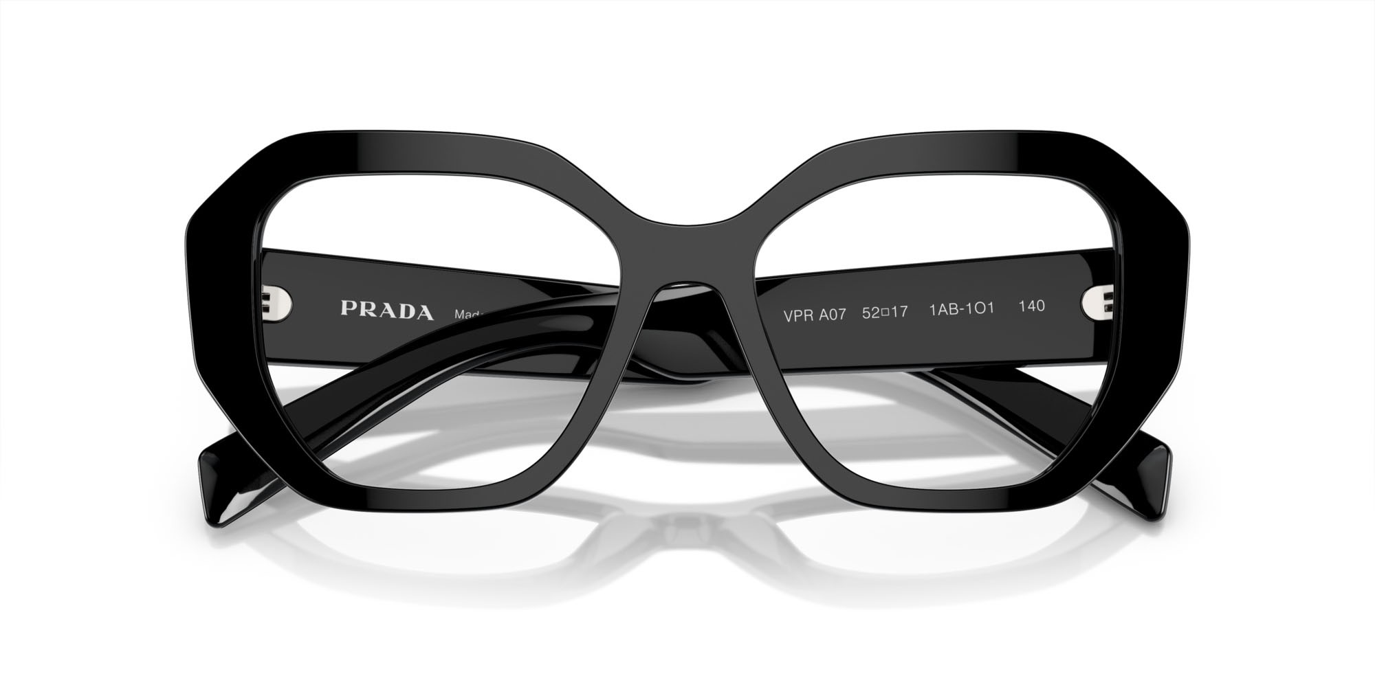 Eyeglasses Prada PR A07V (1AB1O1) color nero shape irregular lenses lente demo