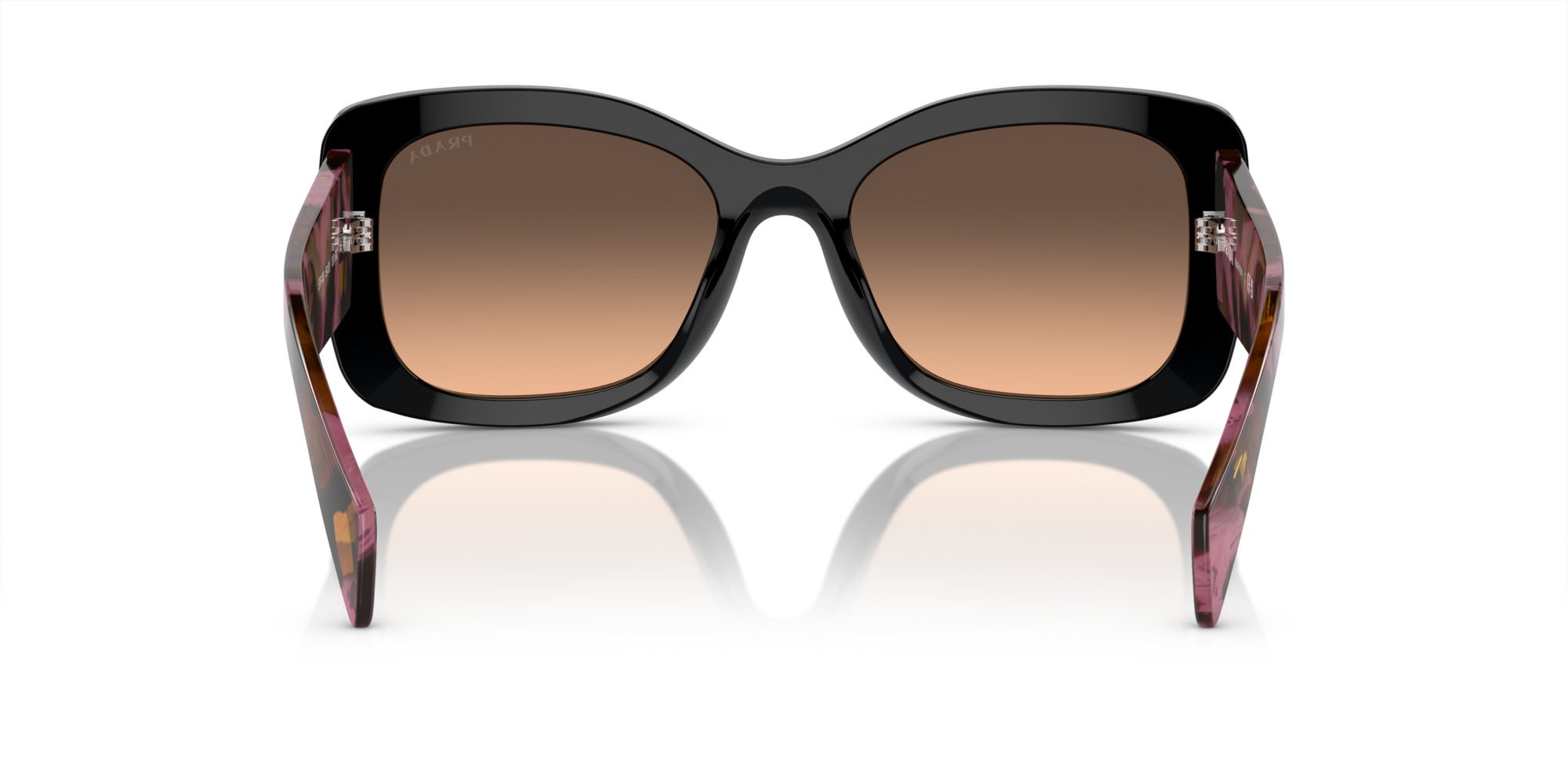 Occhiali da sole Prada PR A08S (12O50C) colore mogano forma ovale lenti marrone sfumato grigio