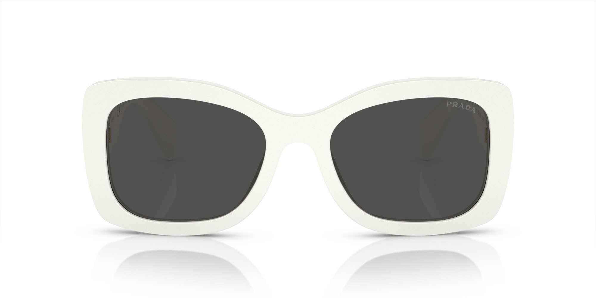 Sunglasses Prada PR A08S (1425S0) color bianco talco shape oval lenses grigio scuro