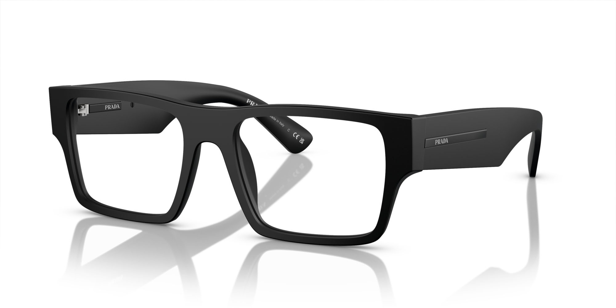 Eyeglasses Prada PR A08V (12P1O1) color nero opaco shape rectangle lenses lente demo