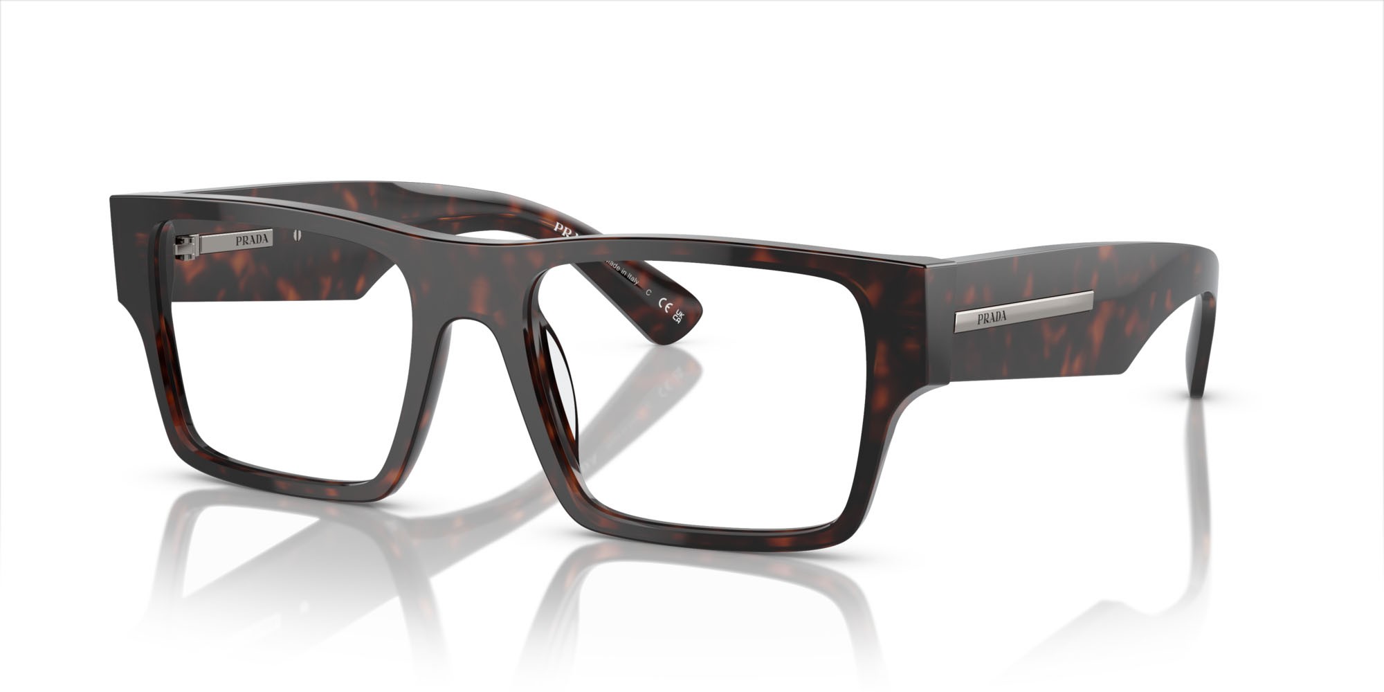 Eyeglasses Prada PR A08V (17N1O1) color havana shape rectangle lenses lente demo