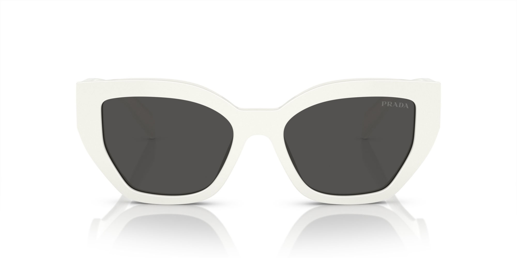 Occhiali da sole Prada PR A09S (1425S0) colore bianco talco forma farfalla lenti grigio scuro