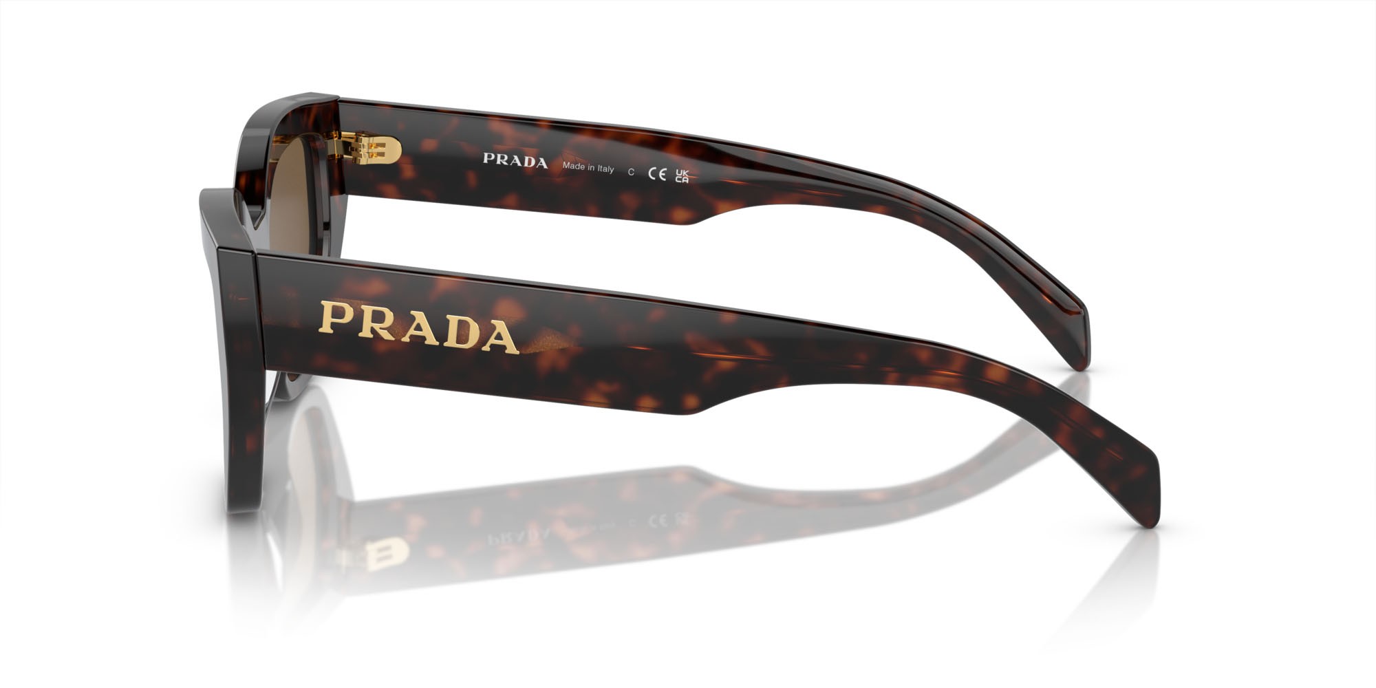 Sunglasses Prada PR A09S (16N5Y1) color briar tartarugato shape butterfly lenses polarizzata marrone scuro