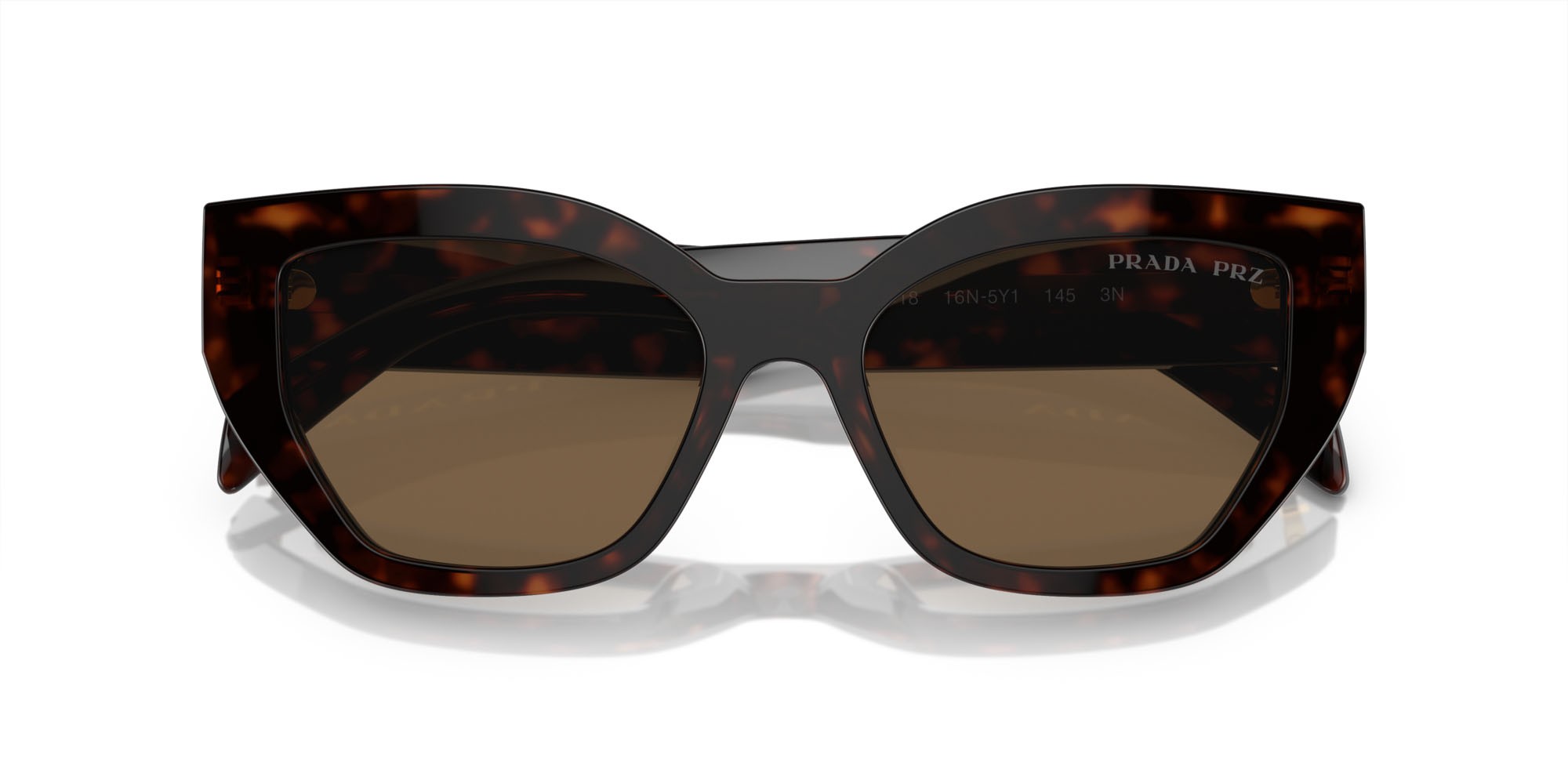 Sunglasses Prada PR A09S (16N5Y1) color briar tartarugato shape butterfly lenses polarizzata marrone scuro