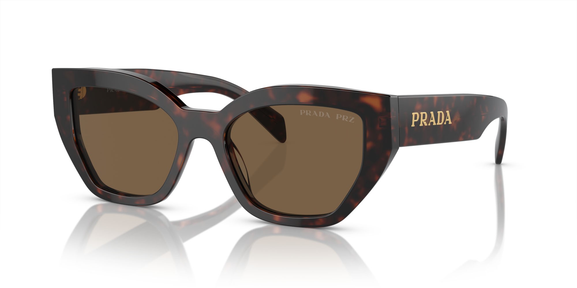 Sunglasses Prada PR A09S (16N5Y1) color briar tartarugato shape butterfly lenses polarizzata marrone scuro