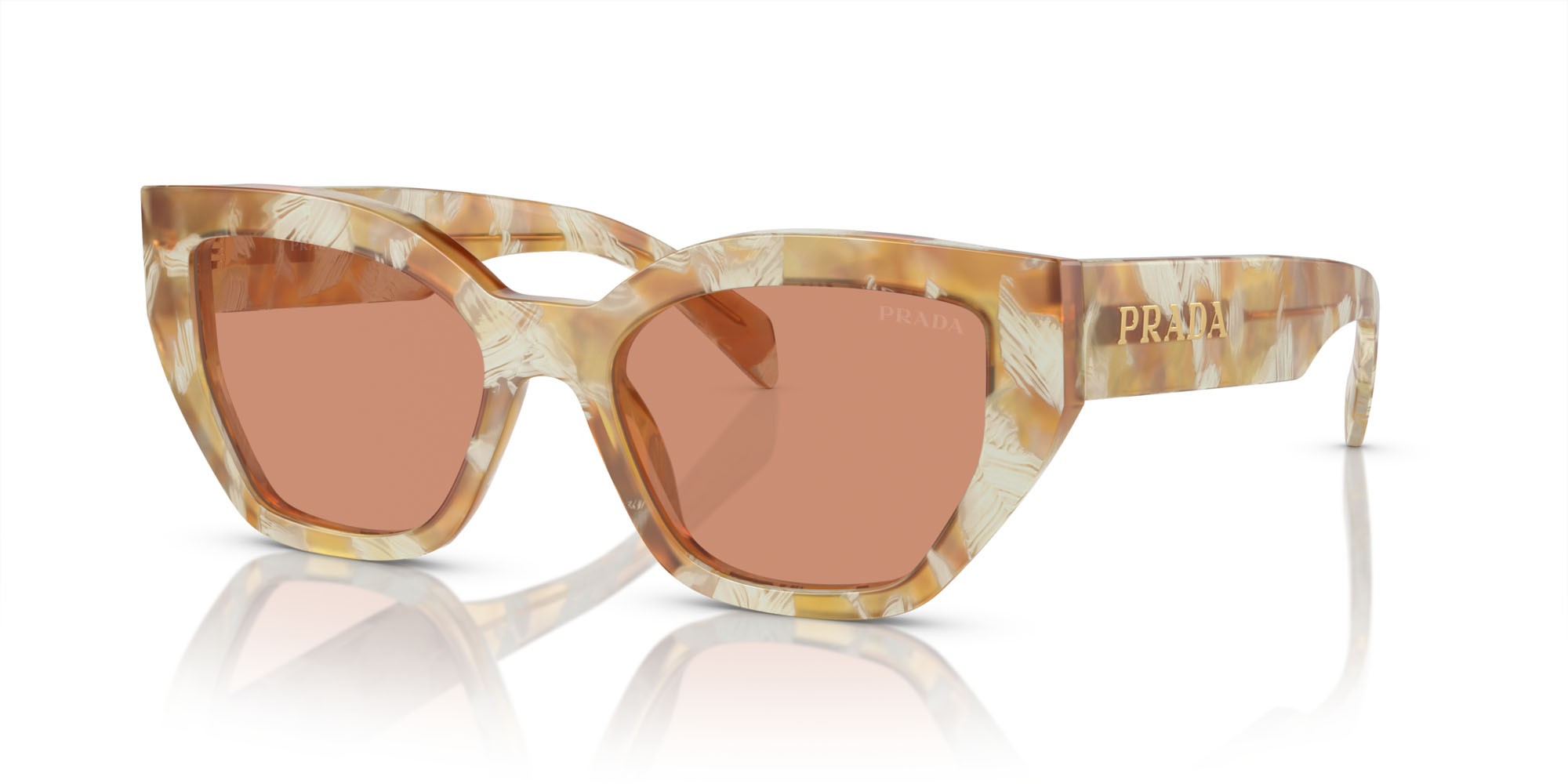 Occhiali da sole Prada PR A09S (19N20D) colore desert tartarugato forma farfalla lenti marrone
