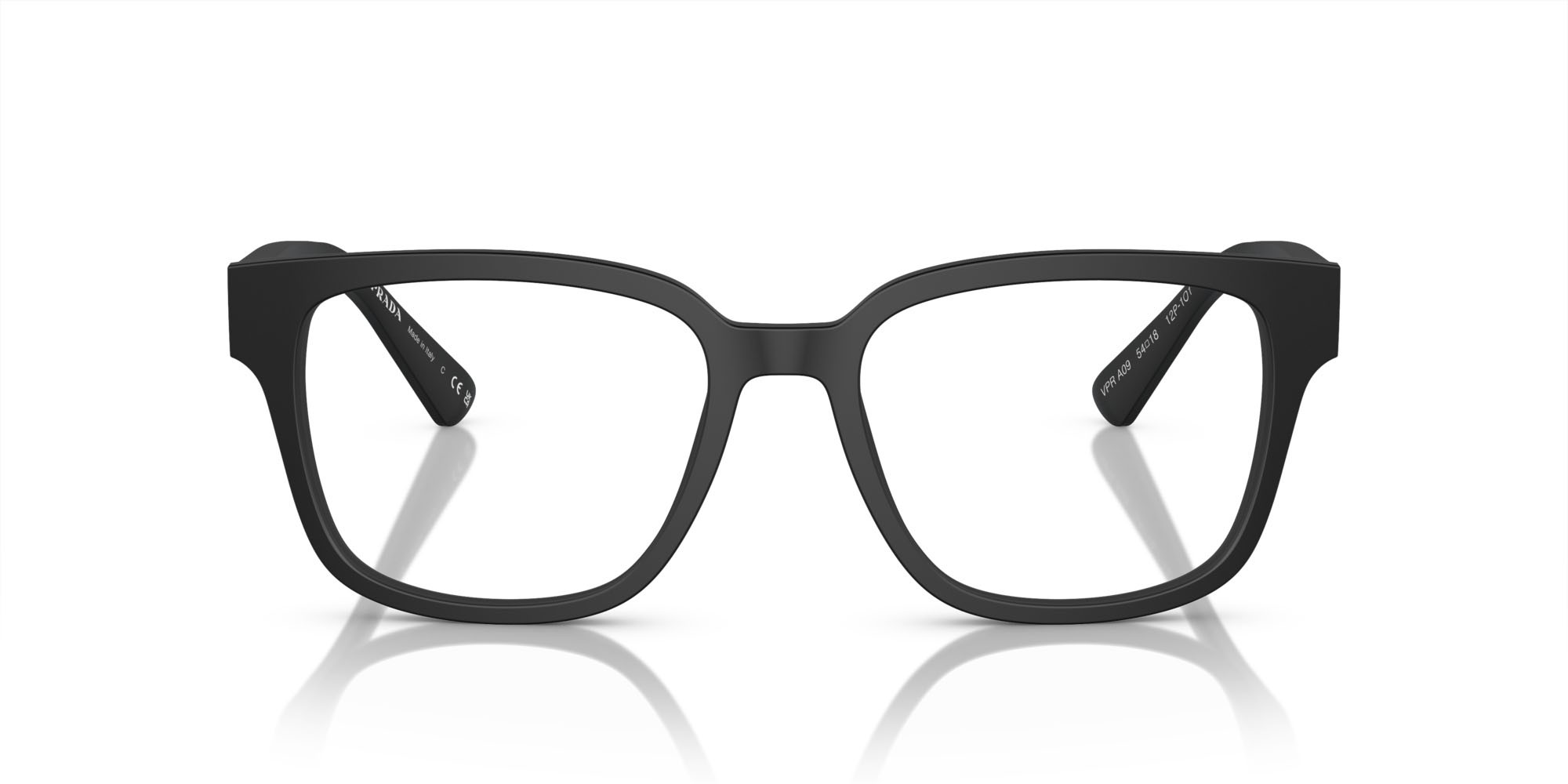 Eyeglasses Prada PR A09V (12P1O1) color nero opaco shape square lenses lente demo