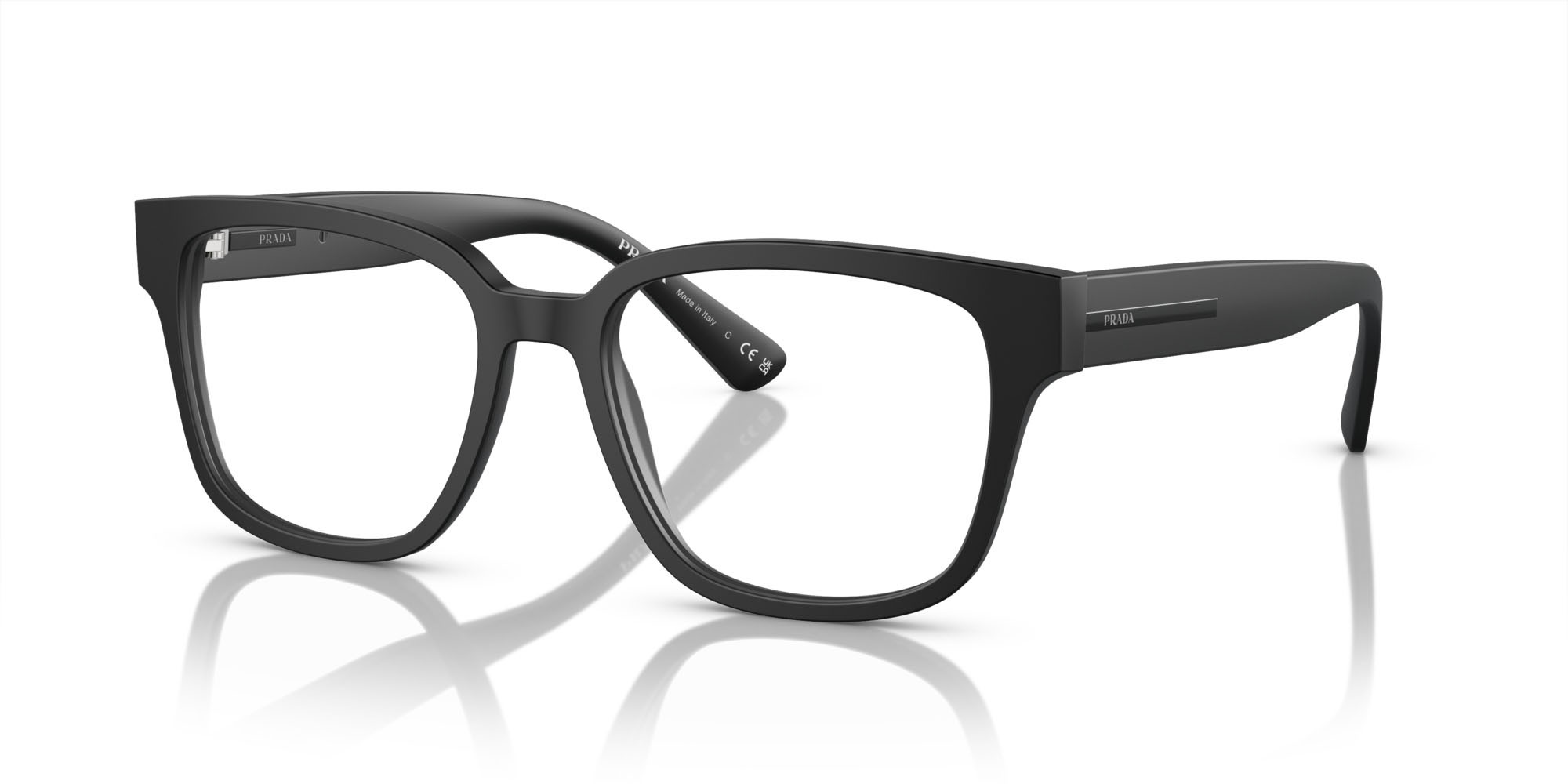 Eyeglasses Prada PR A09V (12P1O1) color nero opaco shape square lenses lente demo