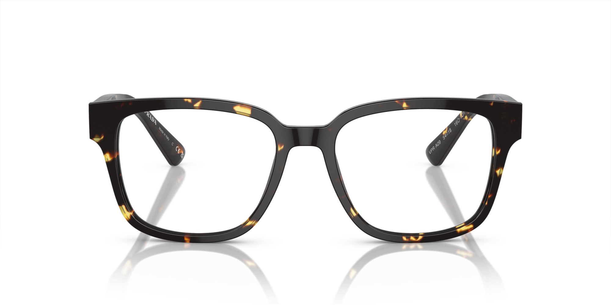 Eyeglasses Prada PR A09V (16O1O1) color nero havana/giallo shape square lenses lente demo