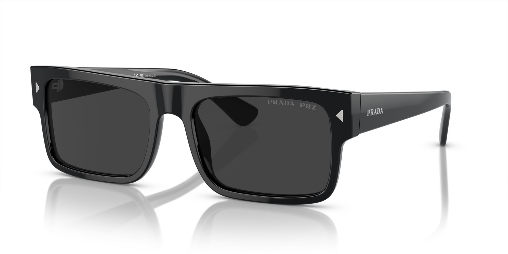 Occhiali da sole Prada PR A10S (16K08G) colore nero forma rettangolare lenti polar nera