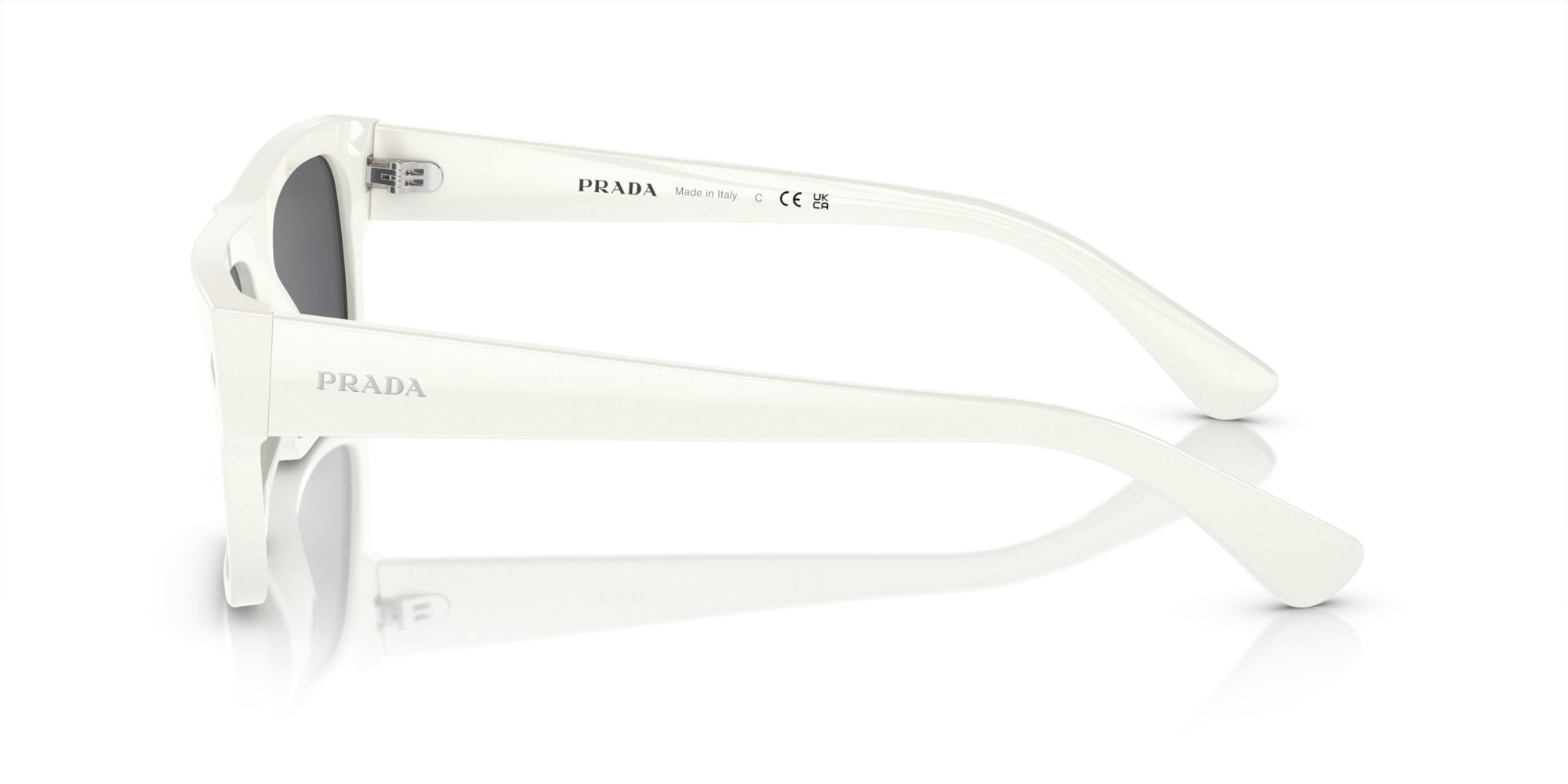 Sonnenbrillen Prada PR A10S (17K07T) farbe bianco form rechteckig gläser blu vintage