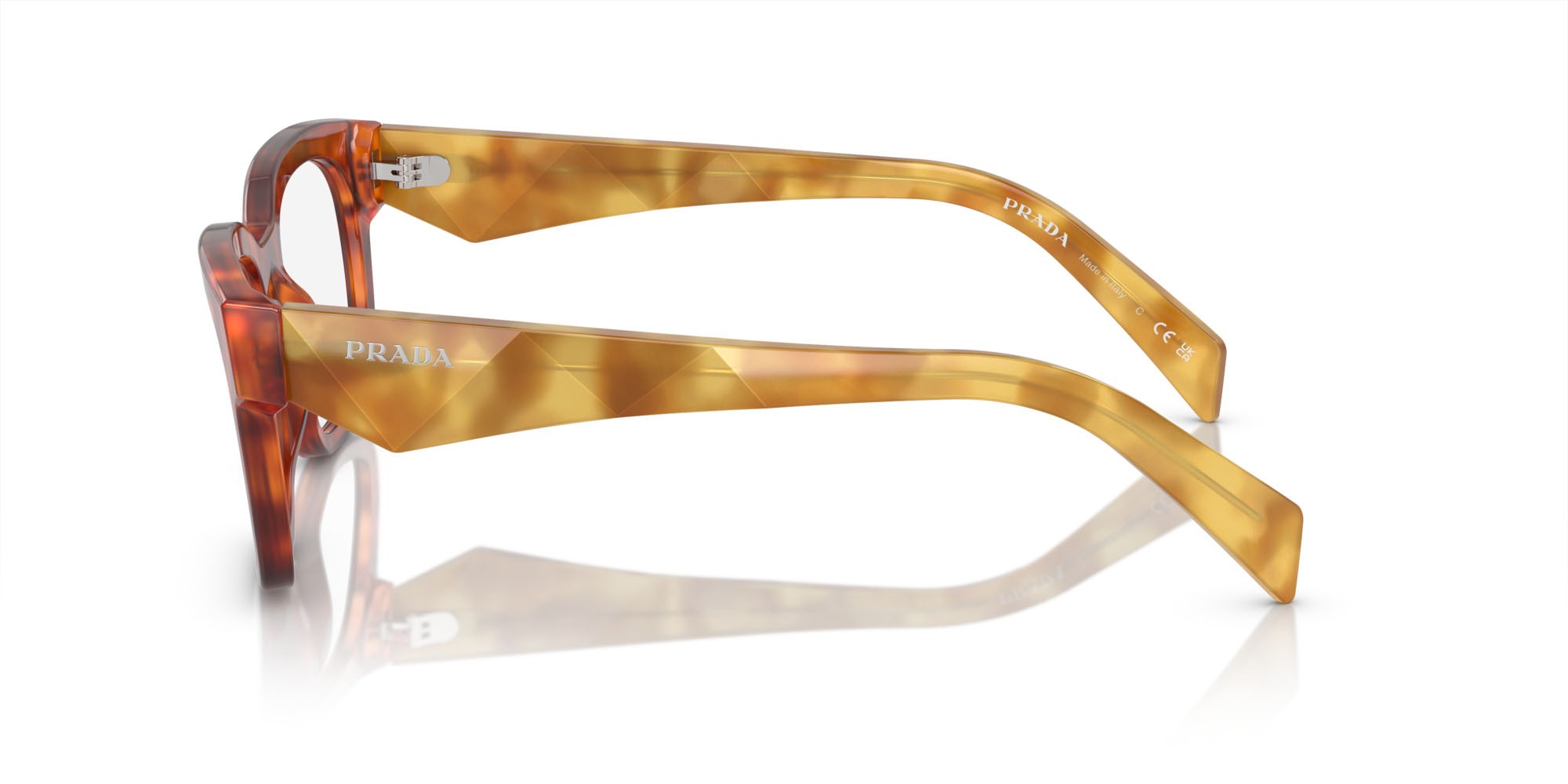Eyeglasses Prada PR A10V (11P1O1) color havana cognac shape square lenses lente demo