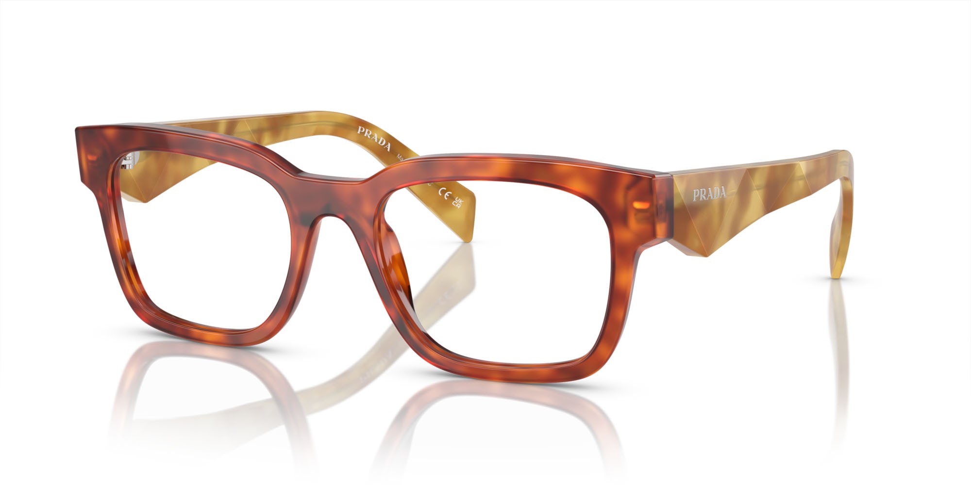 Eyeglasses Prada PR A10V (11P1O1) color havana cognac shape square lenses lente demo