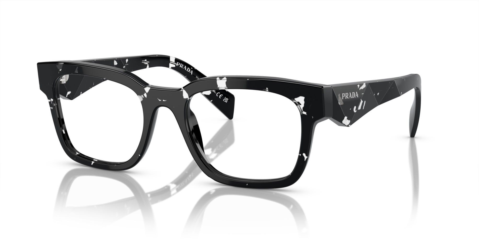 Eyeglasses Prada PR A10V (15O1O1) color nero trasparente havana shape square lenses lente demo