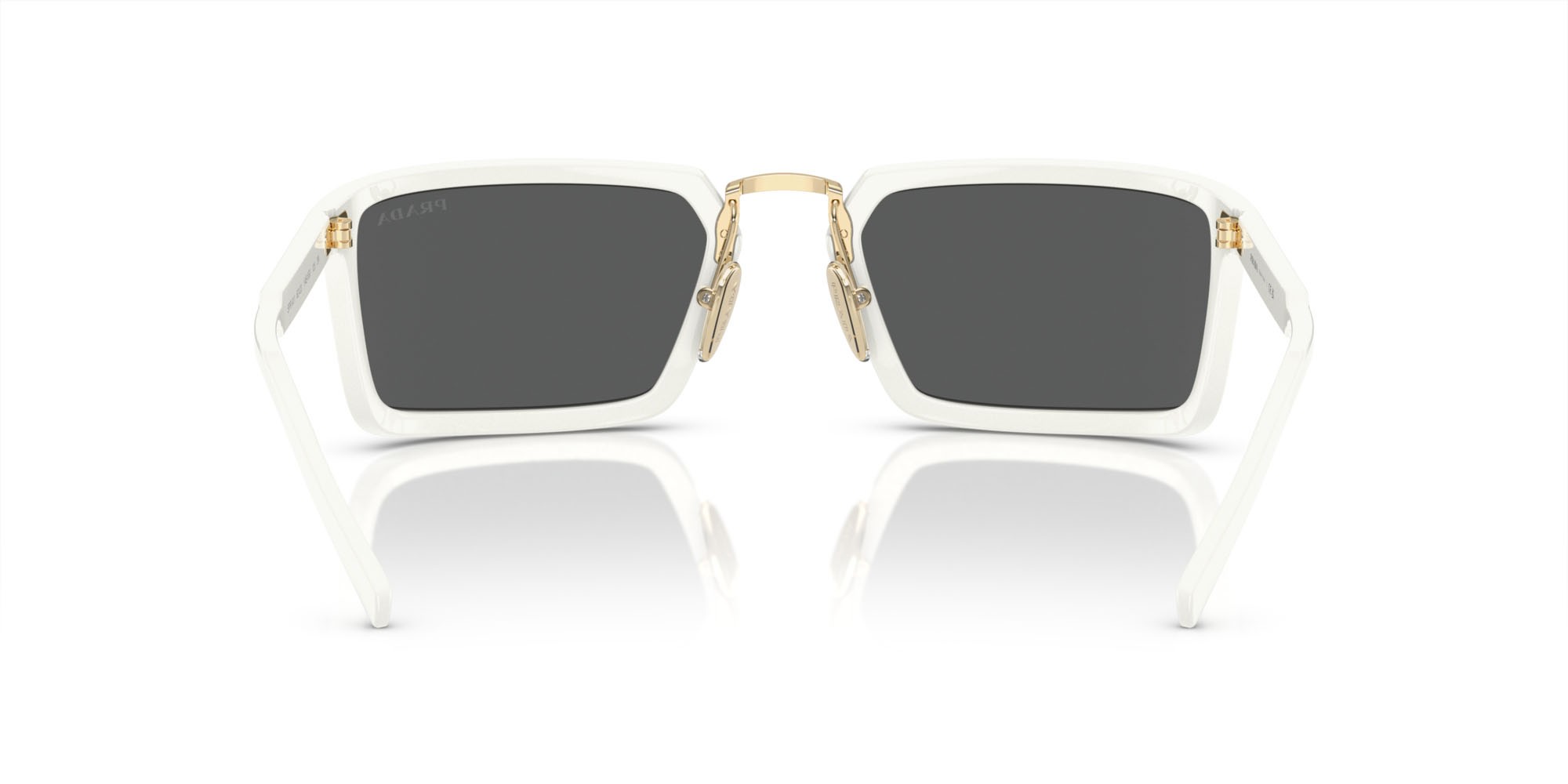 Occhiali da sole Prada PR A11S (4615S0) colore bianco forma irregolare lenti grigio scuro