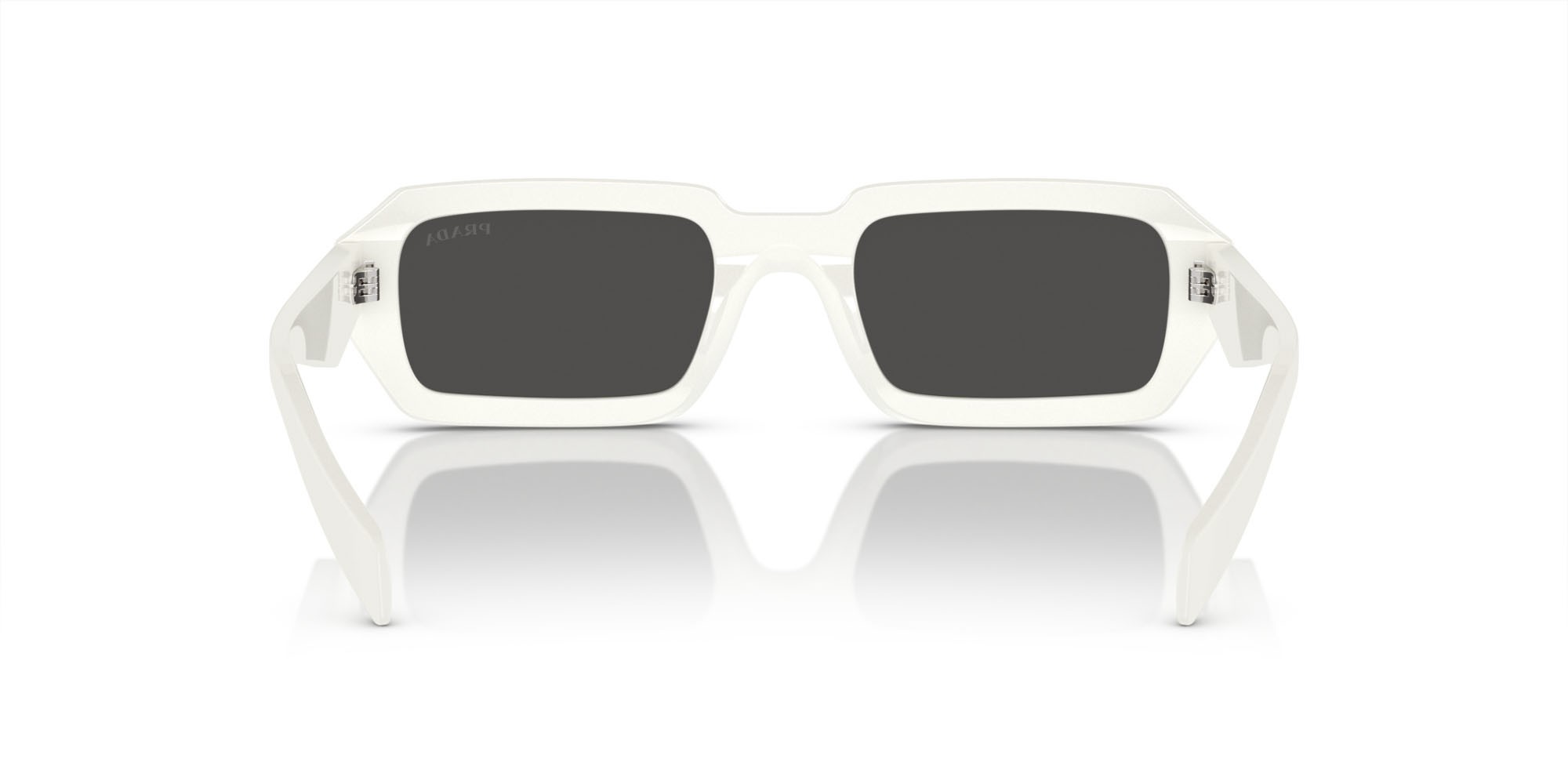 Sunglasses Prada PR A12S (17K08Z) color bianco shape irregular lenses grigio scuro