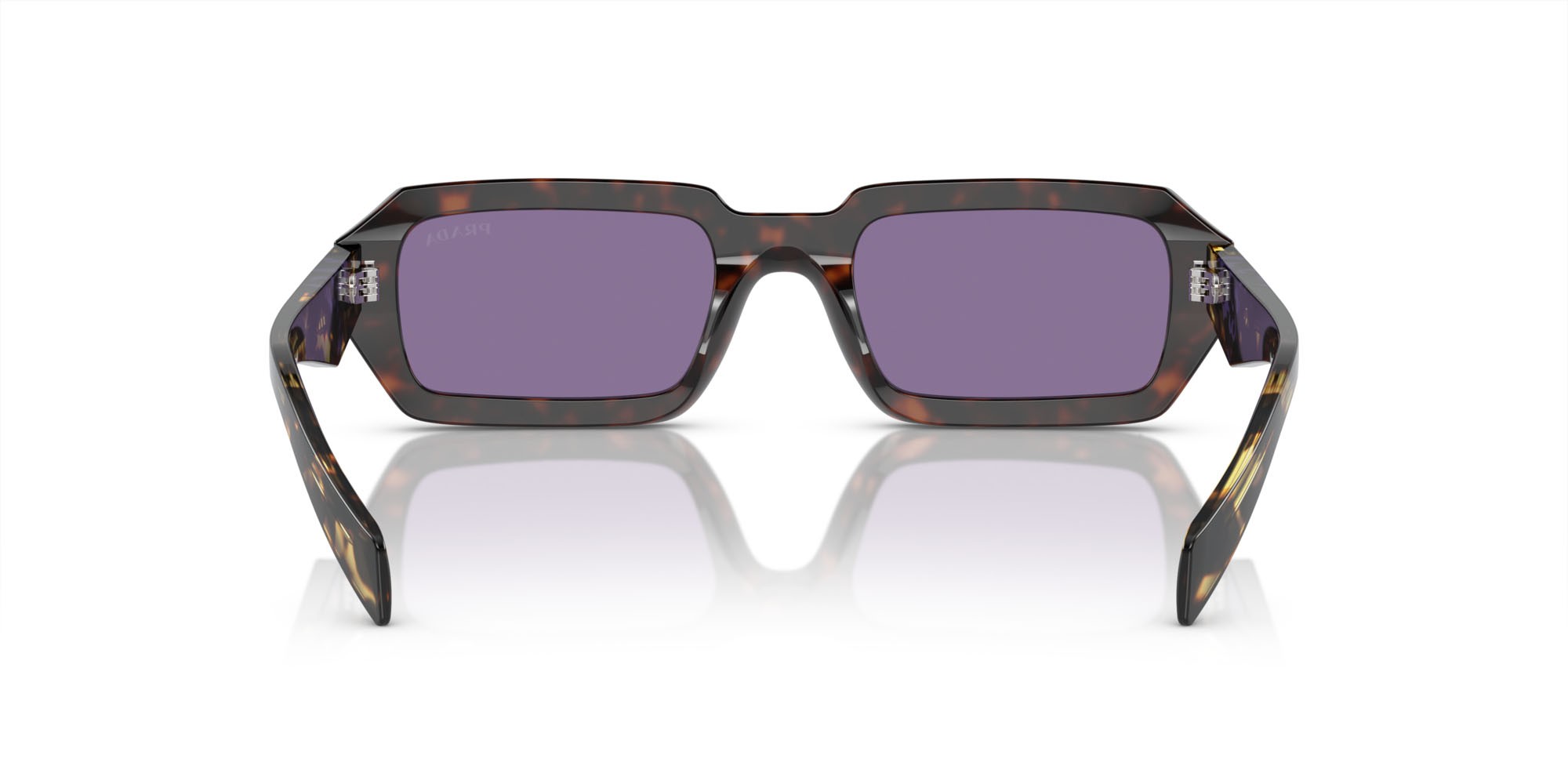 Sunglasses Prada PR A12S (17N50B) color havana shape irregular lenses viola specchiata interno argento