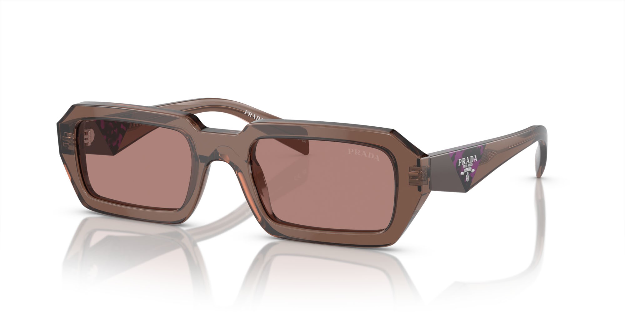 Sonnenbrillen Prada PR A12S (17O60B) farbe marrone trasparente form unregelmäßig gläser marrone chiaro