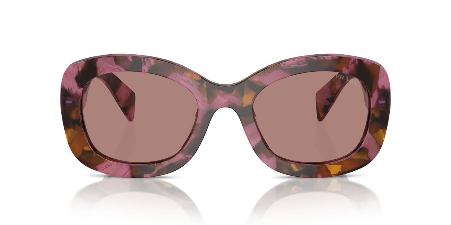 Occhiali da sole Prada PR A13S (18N10D) colore begonia cognac tartarugato forma ovale lenti marrone chiaro