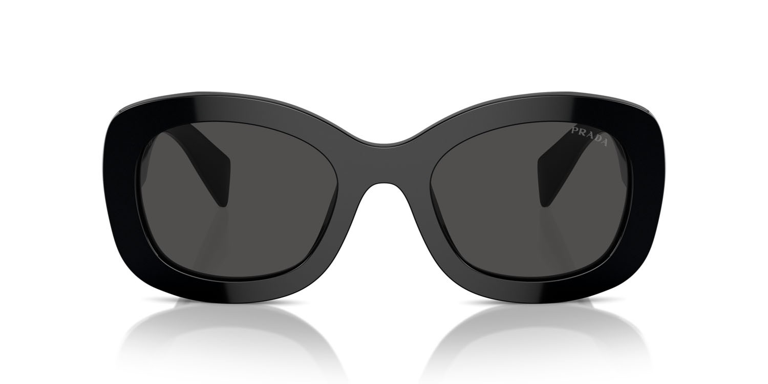 Sunglasses Prada PR A13S (1AB5S0) color nero shape oval lenses grigio scuro