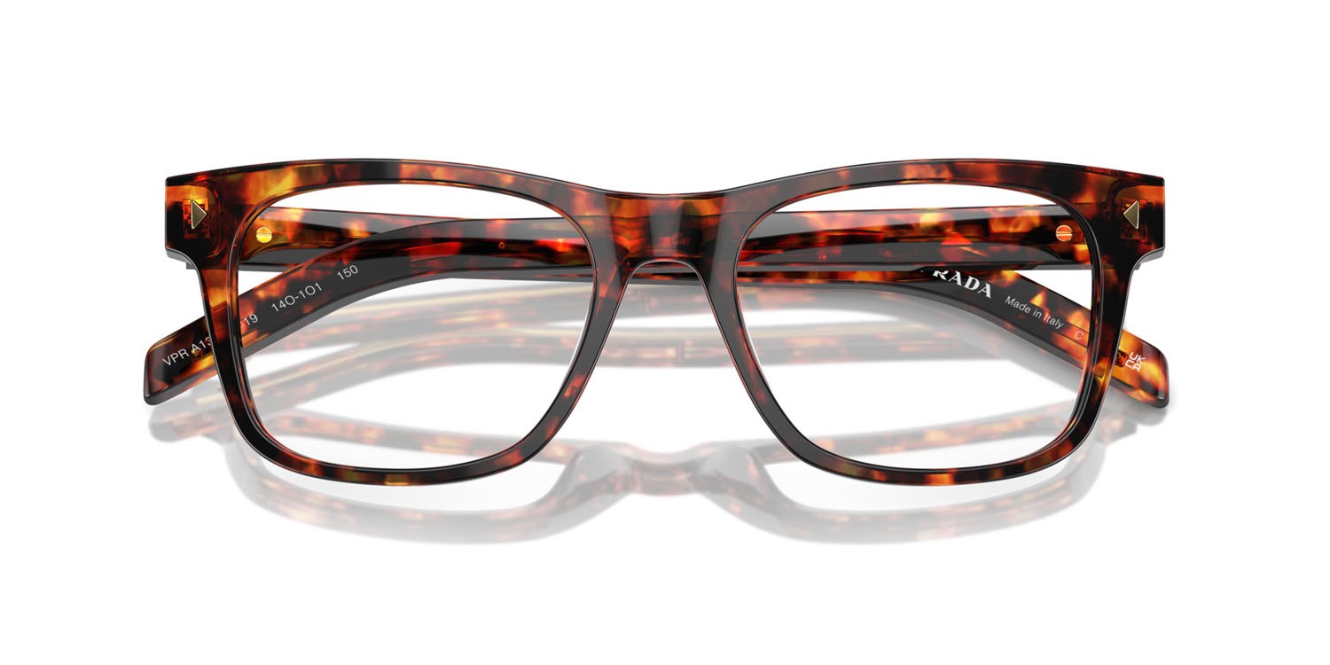 Eyeglasses Prada PR A13V (14O1O1) color magma tortoise shape square lenses lente demo