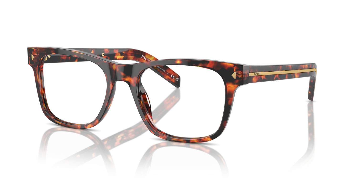 Eyeglasses Prada PR A13V (14O1O1) color magma tortoise shape square lenses lente demo