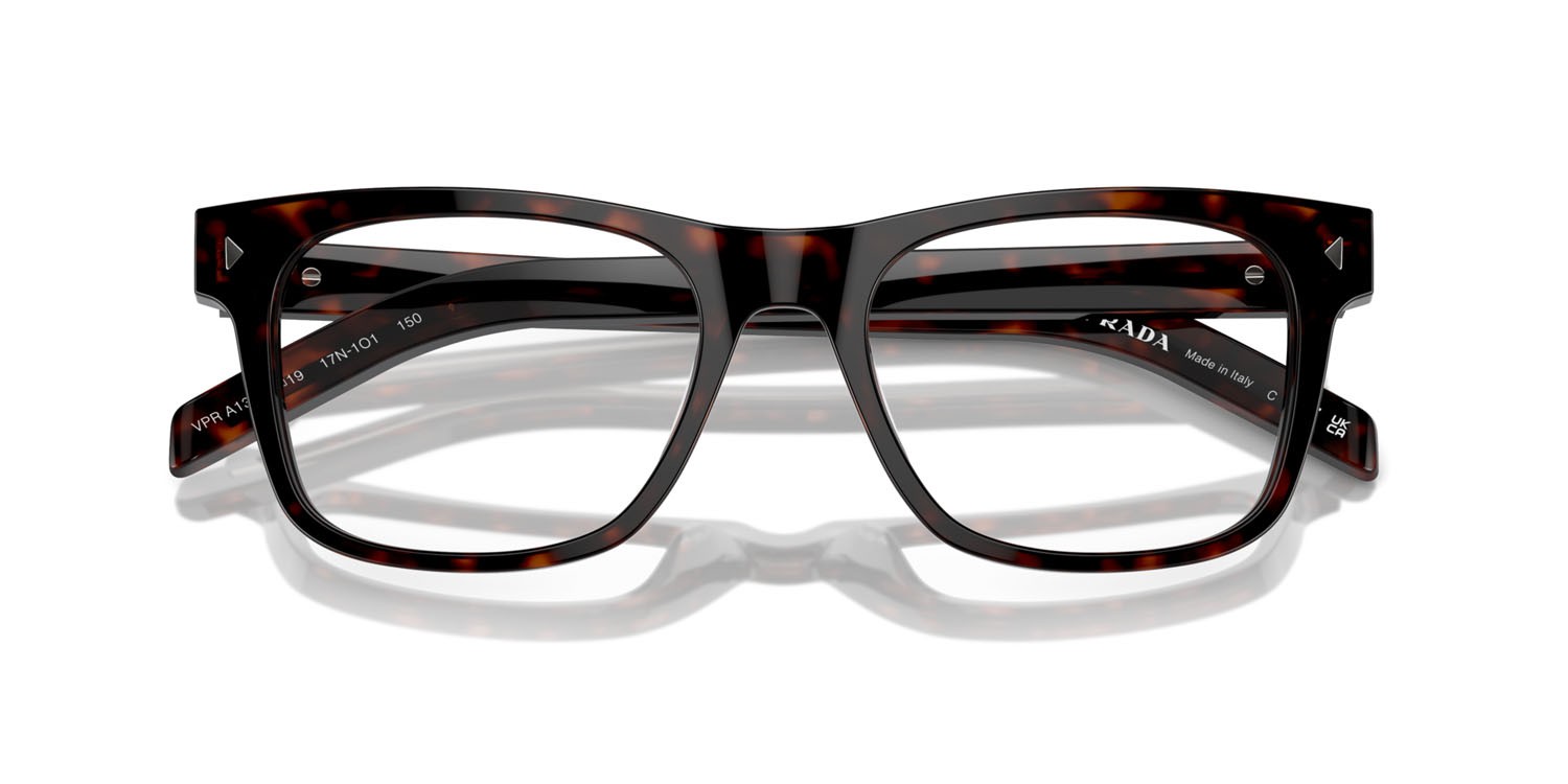 Eyeglasses Prada PR A13V (17N1O1) color radica tortoise shape square lenses lente demo