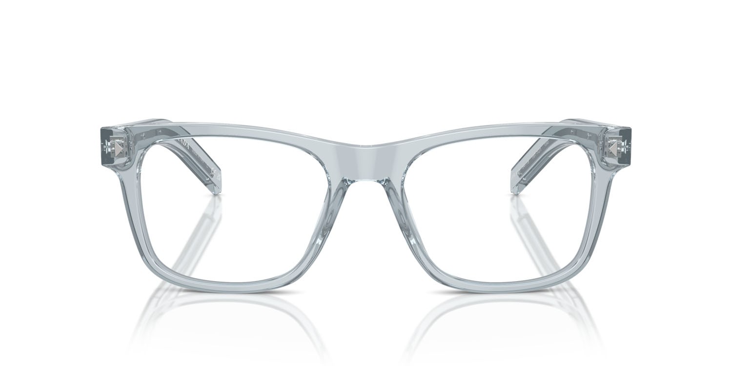 Eyeglasses Prada PR A13V (19T1O1) color azzurro trasparente shape square lenses lente demo