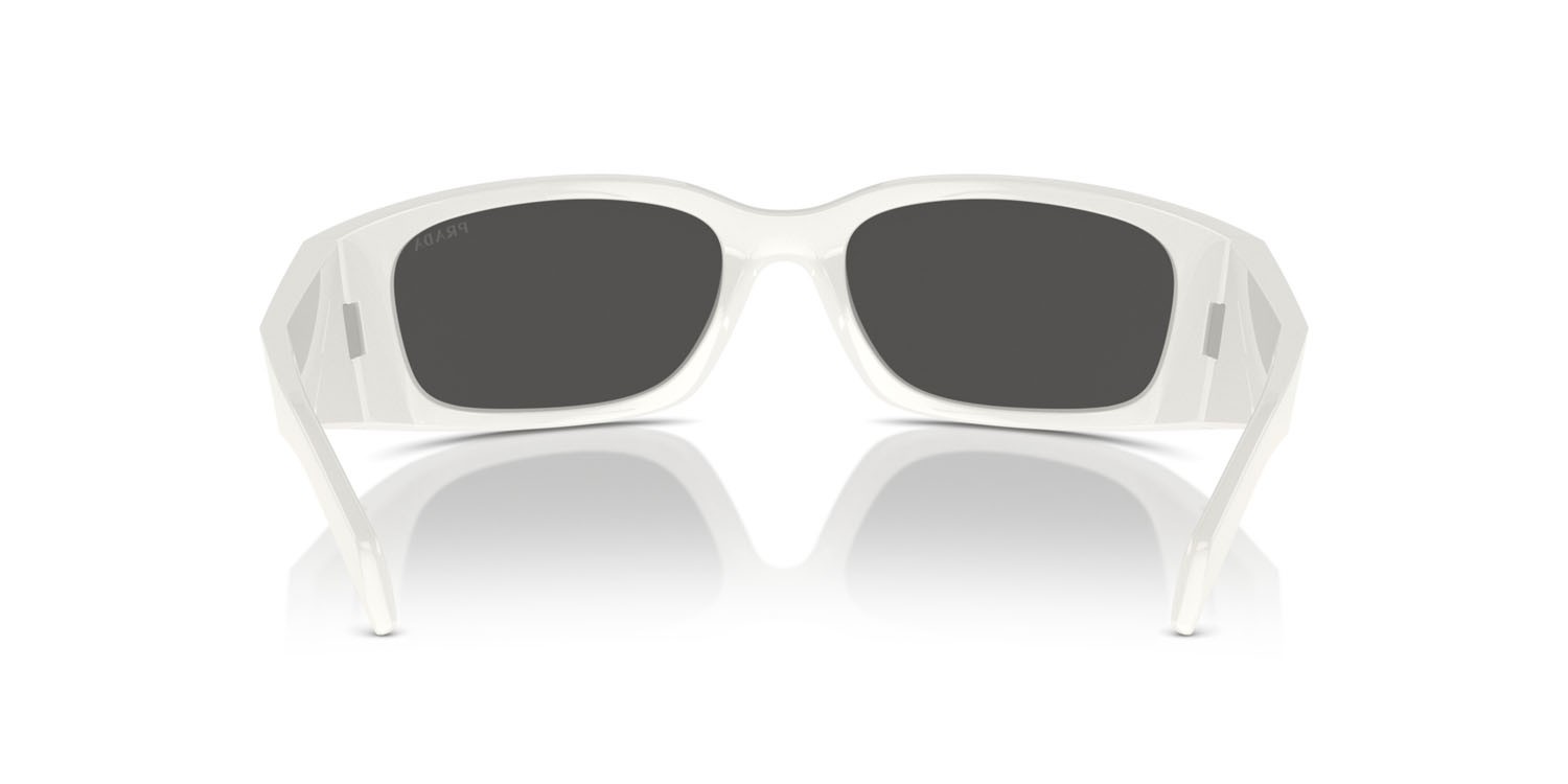 Sunglasses Prada PR A14S (1425S0) color bianco talco shape butterfly lenses grigio scuro