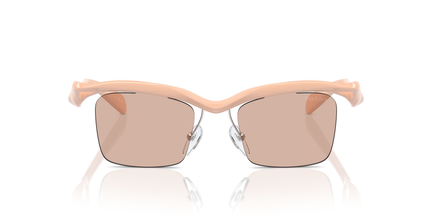 Occhiali da sole Prada PR A15S (18Q4I2) colore pesca forma rettangolare lenti marrone chiaro