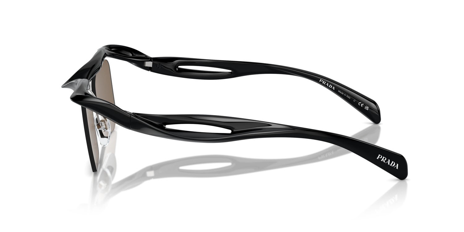 Sunglasses Prada PR A15S (1AB8C1) color nero shape rectangle lenses marrone scuro