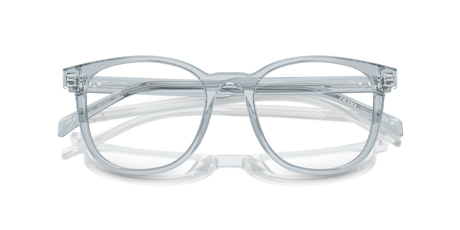 Eyeglasses Prada PR A15V (19T1O1) color azzurro trasparente shape pantos lenses lente demo