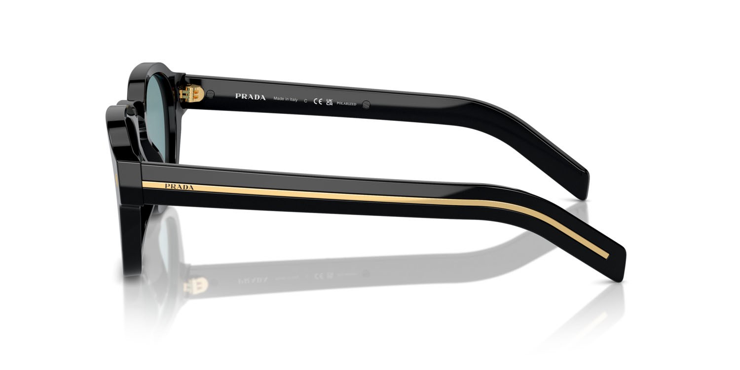 Occhiali da sole Prada PR A16S (16K04D) colore nero forma pantos lenti polarized verde