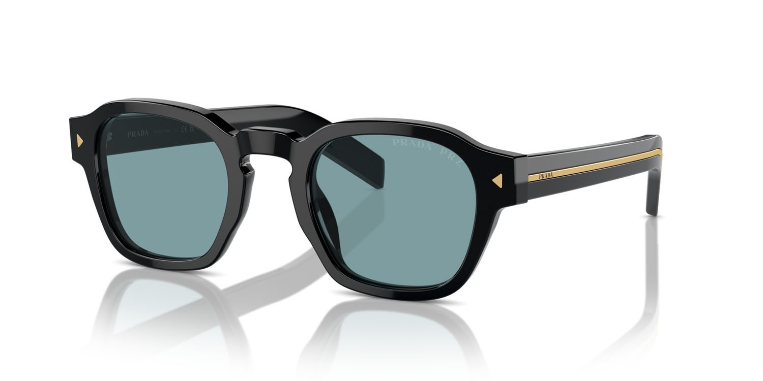 Occhiali da sole Prada PR A16S (16K04D) colore nero forma pantos lenti polarized verde