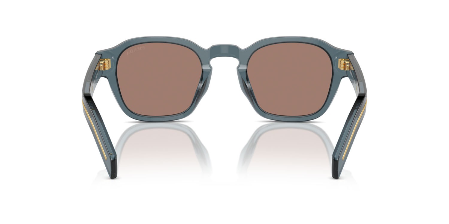 Occhiali da sole Prada PR A16S (17T05D) colore transparent ocean forma pantos lenti marrone a specchio/interno grigio