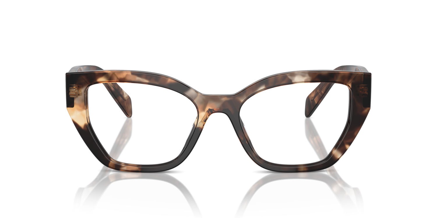 Eyeglasses Prada PR A16V (14P1O1) color caramello tartarugato shape irregular lenses lente demo